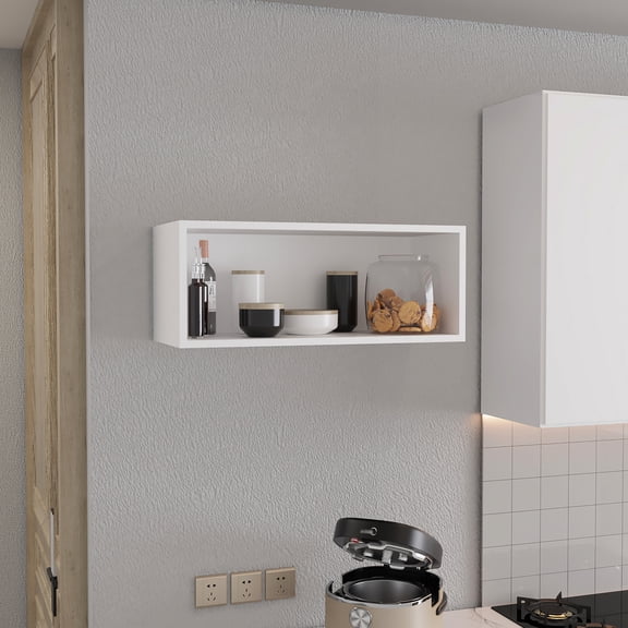 White Open Shelving - Organize Items Easily - Bedroom or Office - Space - Saving Solution