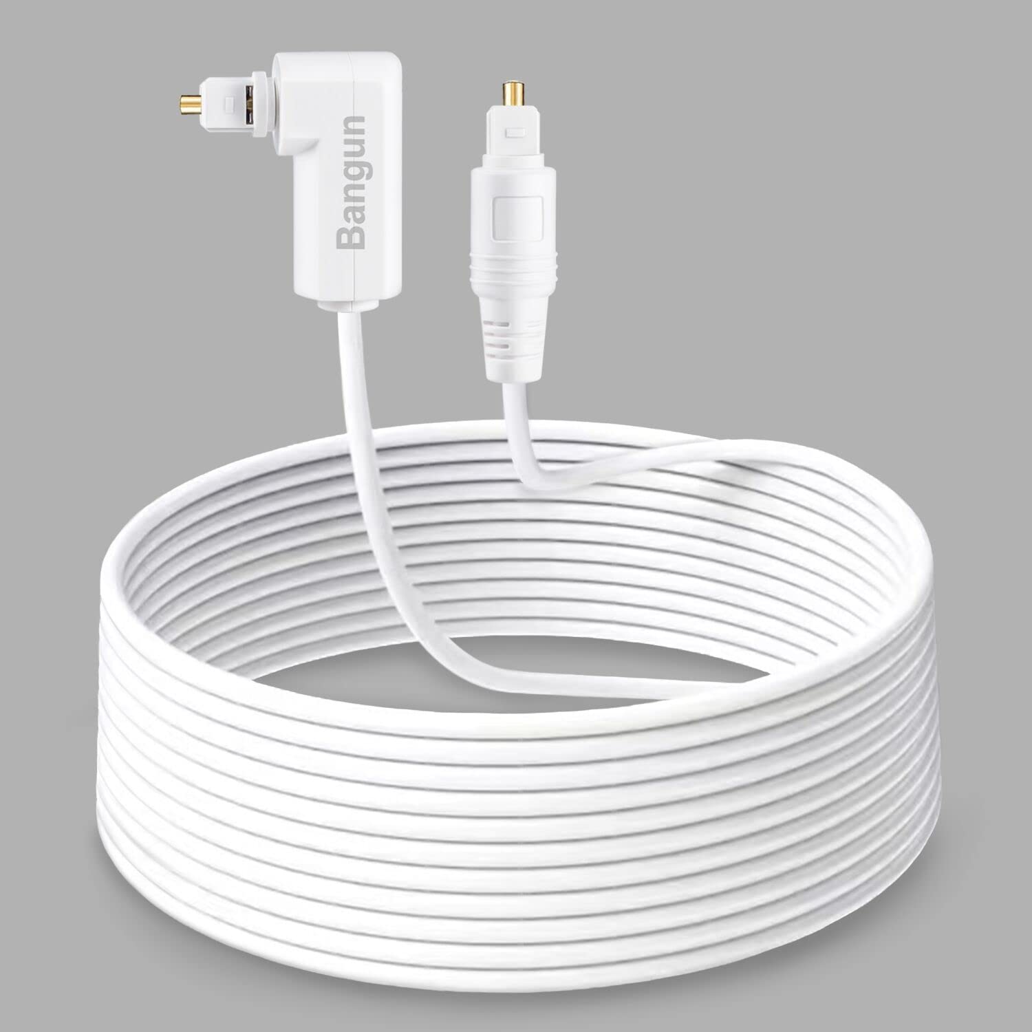 White Optical Audio Cable, Slim 90 Degree Digital Audio Optical Cord