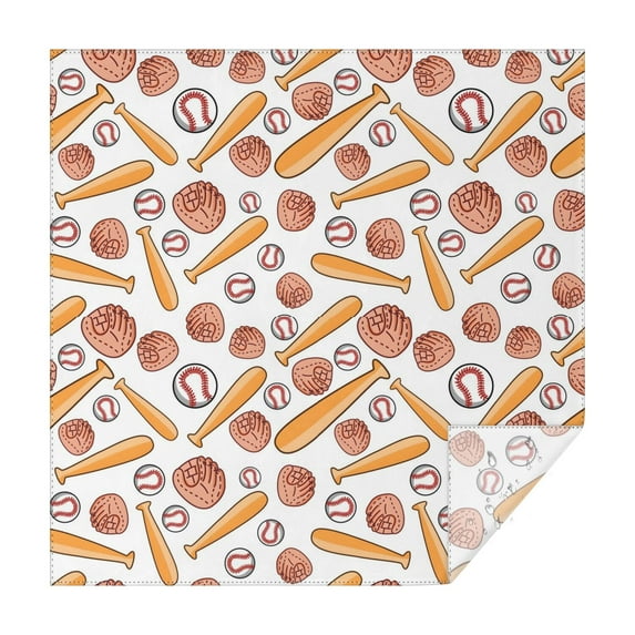 White Orange Baseball Gear Pattern Square Tablecloth,Waterproof Square Table Cover,Wipeable Spillproof Washable Table Cover for Home Kitchen Party Decor 42"X42"(107x107cm)
