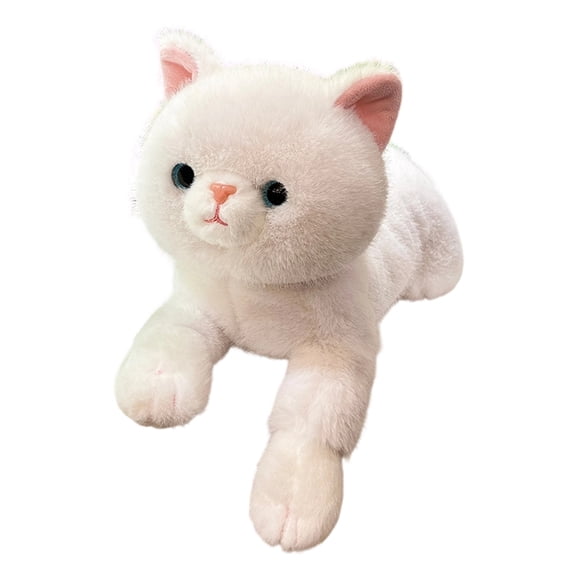 White Orange Cat Simulation Plush Toy, Chubby Feline Design - Soft Plushy Material, Realistic Cat Shape, Comforting Cuddle Companion - Gift for Boys and Girls, Bedroom Decor, Cuddling Accessory