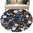 thumbnail image 1 of White Orange Flowers Round Area&nbsp;Rug 5ft Spring Pastoral Floral Non-Slip&nbsp;Washable Circle Rugs Soft Felt Indoor Floor Mat for Bedroom Kitchen Living Room Bathroom, 1 of 9