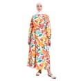 thumbnail image 1 of White - Orange - Multi - Crew neck - Unlined - Modest Dress - Benin, 1 of 5