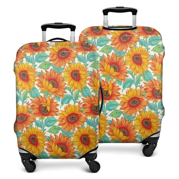 White Orange Sunflower Pattern Luggage Cover Fashion Suitcase Cover Baggage Covers Fit 25-28 Inch Luggage (Go Travel)