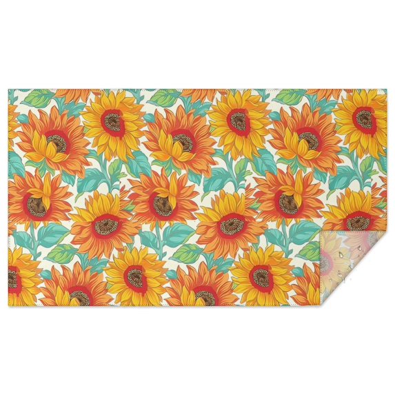 White Orange Sunflower Pattern Rectangle Tablecloth 60"x102",Waterproof Polyester Rectangle Table Cloth, Wipeable Spillproof Polyester Tablecloth for Dining, Camping, Indoor and Outdoor