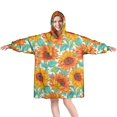 thumbnail image 1 of White Orange Sunflower Pattern Wearable Oversized Blanket,Wearable Blanket Hoodie for Adults,Cozy Hooded Blankets with Super Pockets,Super Warm Fuzzy Pullover for Women & Men, 1 of 6