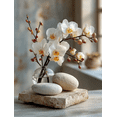 thumbnail image 1 of White Orchid on Spa Stones Canvas Print, Floral Meditation Art, Spa & Relaxation Wall Decor, 1 of 8