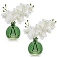 thumbnail image 1 of White Orchids Artificial Flowers Faux Orchid Arrangement with Black Glass Vase Set of 2 Real Touch Phalaenopsis Orchid Flowers Orchid Centerpiece for Dining Room Table, 1 of 7