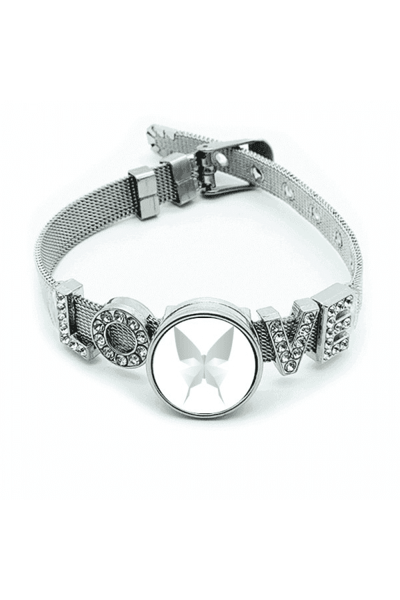 White Origa Pattern Bracelet Wristband Crystal Love Adjustable Bangle