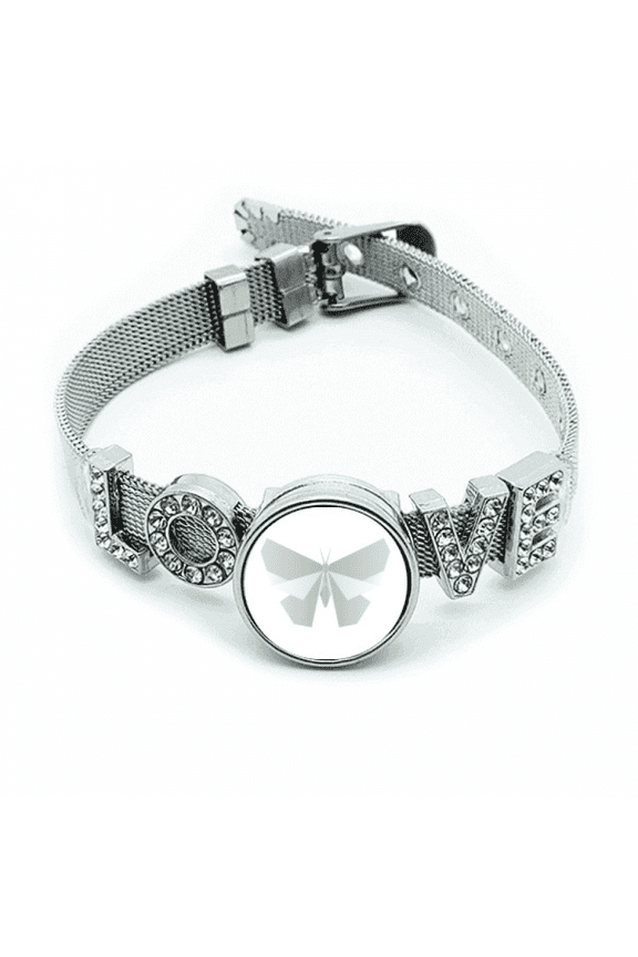 White Origa Pattern Bracelet Wristband Crystal Love Adjustable Bangle