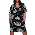 thumbnail image 1 of White Ornate Indian Festival Design Women's Loose Short Sleeve Dress Casual Summer Plus Size Long Dresses with Pockets, 1 of 5
