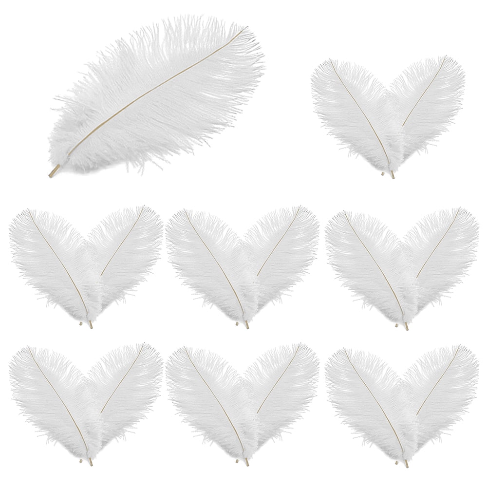 White Ostrich Feathers 15 Pieces White Feathers Ostrich Feathers for Crafts Wedding Party Centerpieces, Feather Accessories (20-25cm)