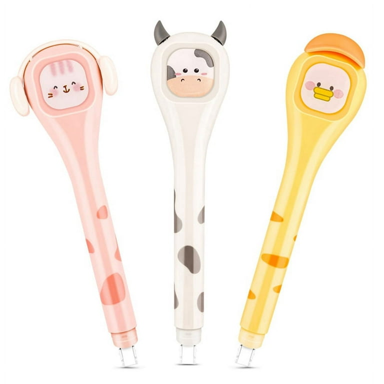 White Out Correction Tape Pen,Cute Japan White Out Pen,with Easy to Use Kawaii Pen Applicator 3pcs, Yellow