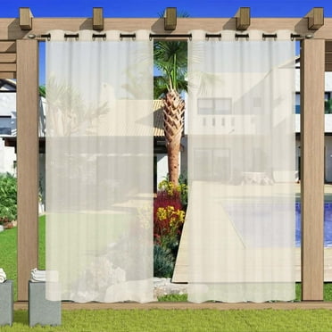 White Outdoor Curtains for Patio Waterproof, 4 Panels - 54 x 84 Inch - Privacy Protection & Light Filtering Curtains Grommet Outside Curtains for Porch, Gazebo, Pergola, Backyard