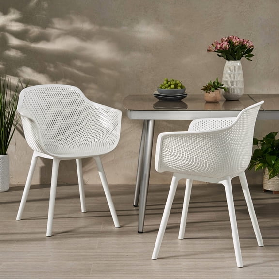 White Outdoor Dining Chairs | Enhance Backyard Dining Experience | Unique Plastic Blend | Minimalistic Design for Style