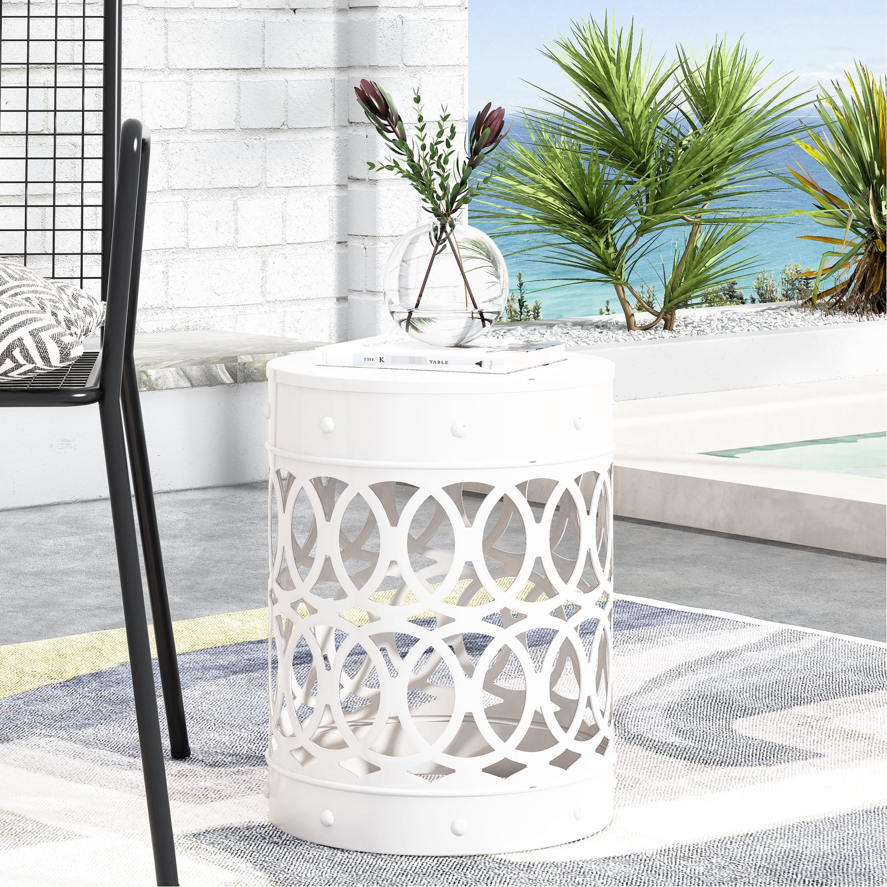 White Outdoor Table - Overlapping Circle Design - Outdoor Relaxing ...