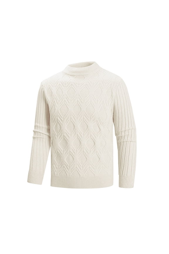 White Outfit for Man Winter Fall Long Sleeve Crewneck High Neck Sweater Hippy Victorian Crochet Cable Knit Renaissance Peasant Ethnic Basic Steampunk Outfits Man 2026 3XL