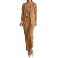 thumbnail image 1 of White Outfits for Women Women's Trousers Suit Set Casual Outfit Slim Fit Pants Three Women's plus Suits Bridal Jumpsuits for Women plus Size Pant Suits Dressy Celebration Jumpsuit Pants Size Brown 3XL, 1 of 9