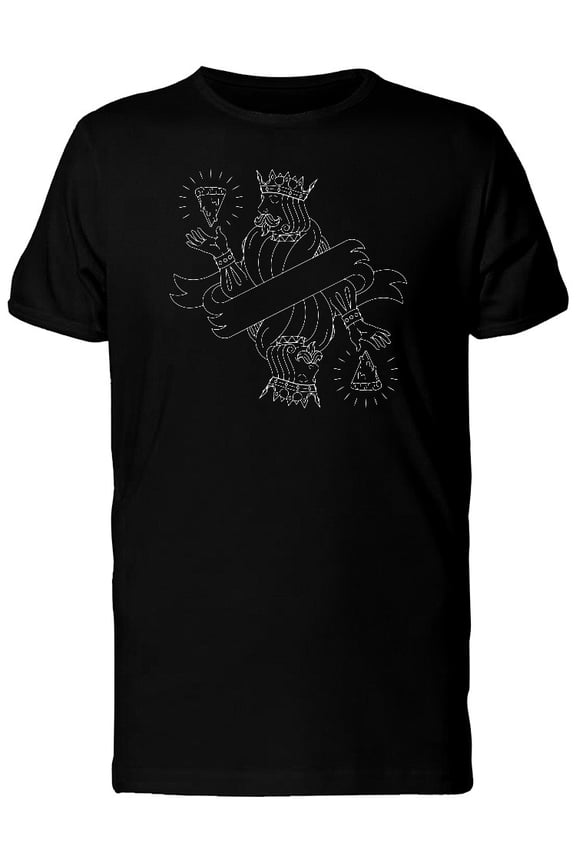 White Outline King Of Pizza T-Shirt Men -Image by Shutterstock, Male Small