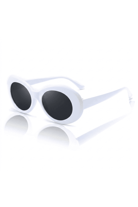 White Oval Clout Goggles Women Men Retro Round Rimmed Costume Frame Bold Retro Oval Mod Thick Frame - Y2k Style