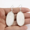 thumbnail image 1 of White Oval Shell Earrings New Fashion Natural Shell Geometric Statement Jewelry, 1 of 4
