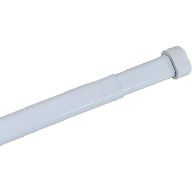 White Oval Spring Tension Rod. 5/8" Diamter. Adjustable From 18" to 28"
