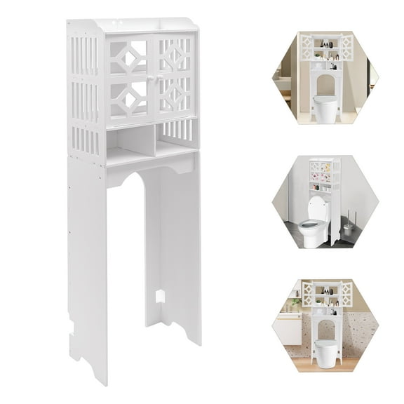 White Over The Toilet Storage Cabinet 4 Tiers Bathroom Organizer w/ Raised Leg for Bathroom, Toilets