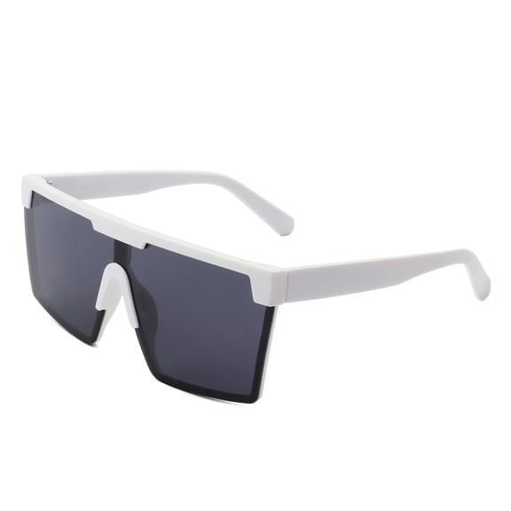 White Oversized Sunglasses with Geometric Detail, UV Protection Polarized Lenses, Classic Fashion Shades for Women