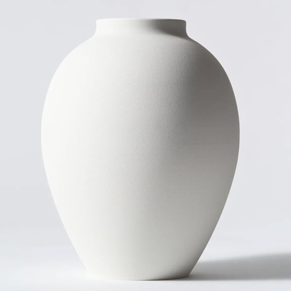 White Ovoid Iron Vase 9 Inch Tall Matte Finish for Home Decor