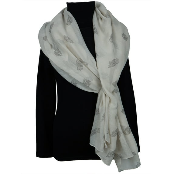 White Owl Repeat All-Over Scarf