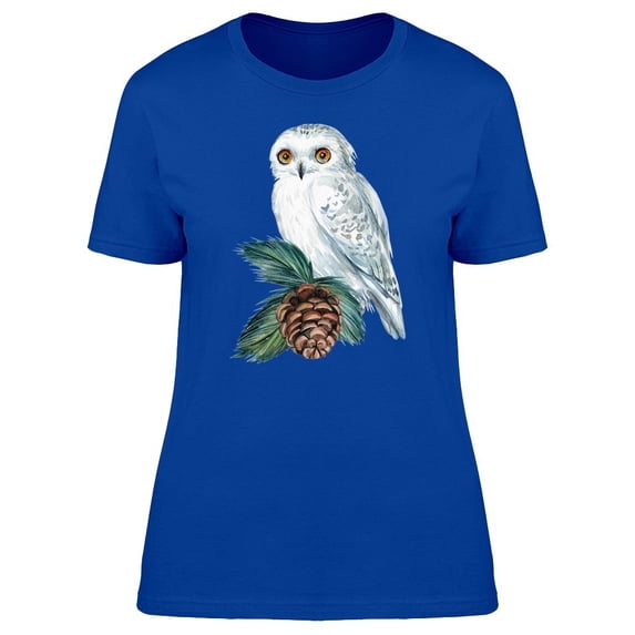 White Owl With Pine Cone Tee Women's -Image by Shutterstock