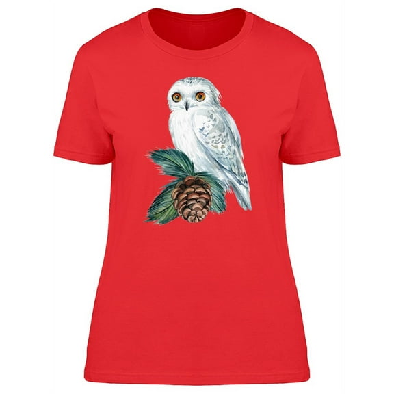 White Owl With Pine Cone T-Shirt Women -Image by Shutterstock, Female x-Large