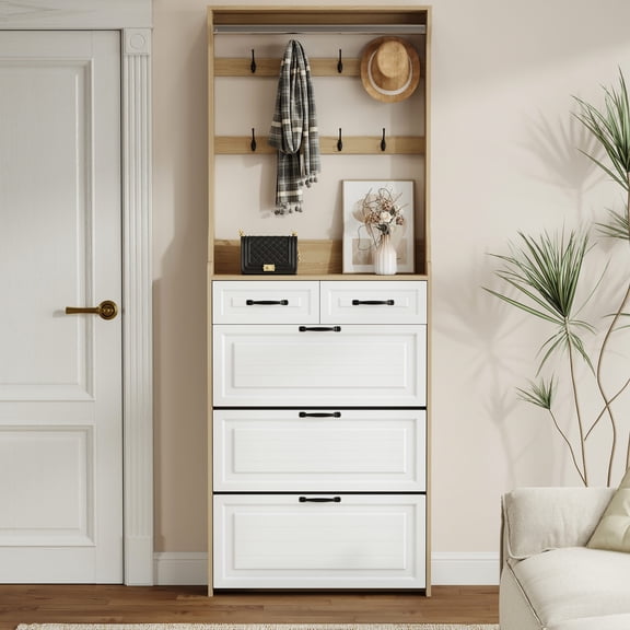 White PB + MDF - Thin Cabinet for Narrow Spaces - Corridor - Fit in Tight Areas
