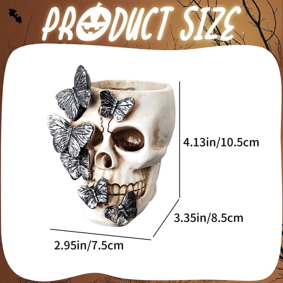 White PE Plastic Halloween Skull Candy Jar, Refrigerator Food Storage Container