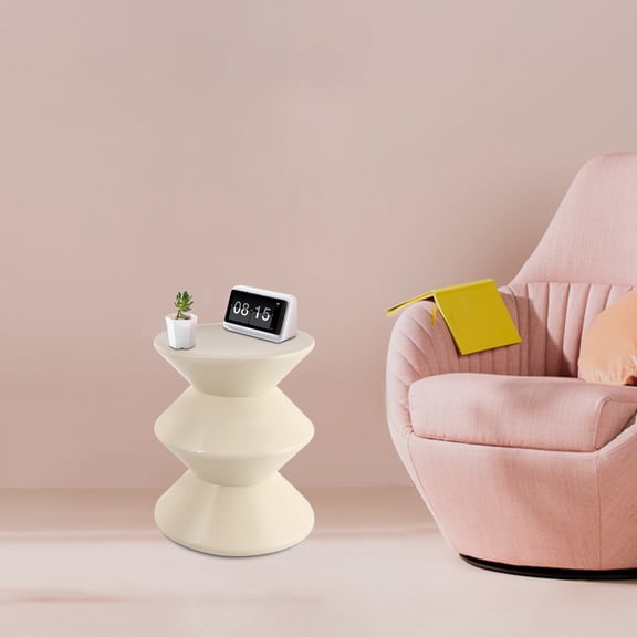 White PET 36x36x45cm 3-Layer Side Table Hourglass Shape High-Load Creative Coffee Table