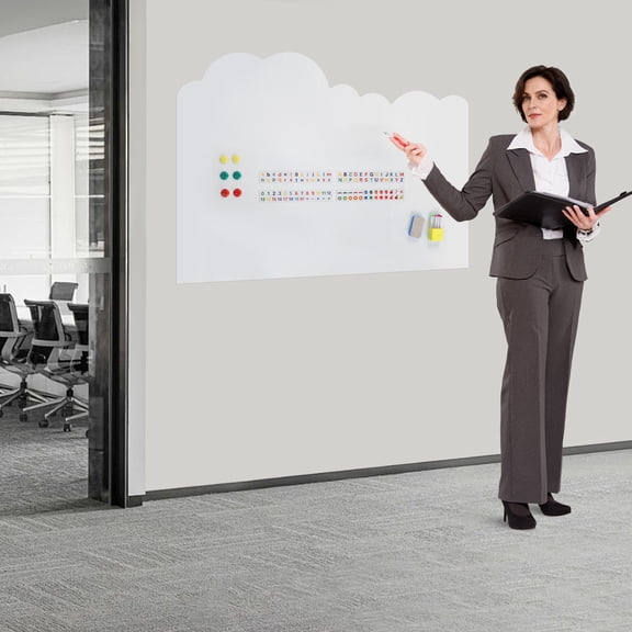 White PET Soft Iron 88*120cm Clouds Magnetic Whiteboard Can Be Cut Graffiti Alphanumeric Stickers Learning Board