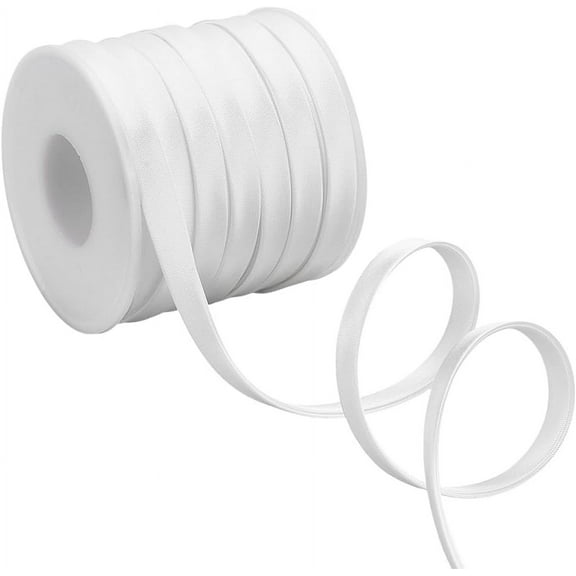 White PH Satin Bias Tape Double Fold Bias Tape 3/8 Inch White Binding Tape Sewing Folding Ribbons Piping Bias Tape for Seaming Hemming Quilting Garment Sewing DIY Craft 21.8 Yards