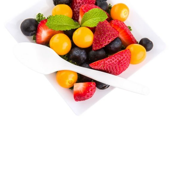 White PLA Plastic Mini Spoon - Compostable - 5" - 500 count box