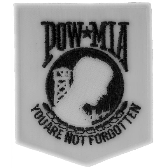 White POW MIA Iron on Patch