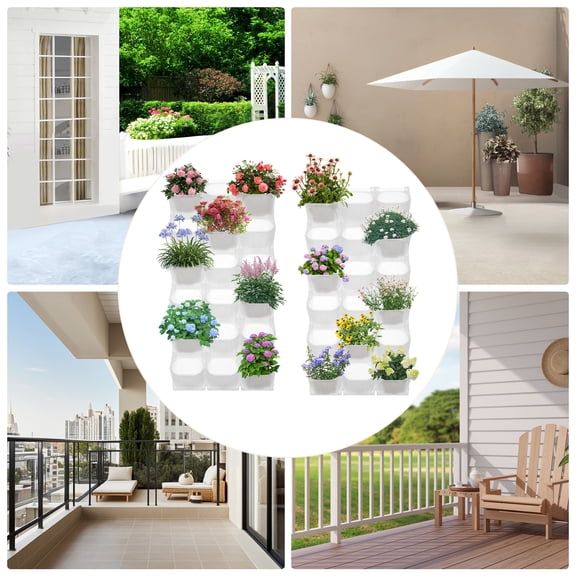 White PP 36 Slot Wall-Mounted Flowerpot Vertical Greening Water Storage And Drainage System Wall Planting Slot