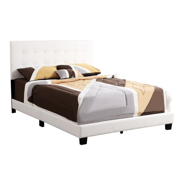 White PU Full Bed with Foam for Comfort at Home
