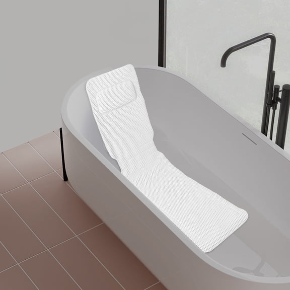 White PVC 125x36cm Bath Mat Wisp Air Breathable Pillow Anti-Slip Massage Bath Mat.