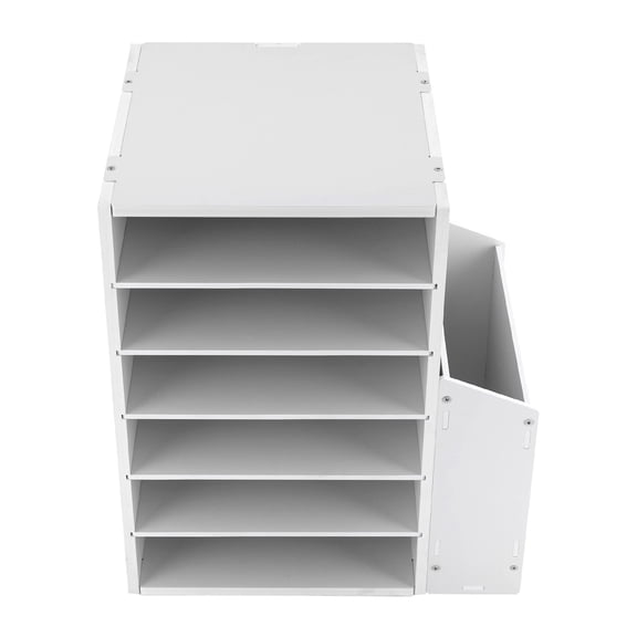 White PVC Desktop File Organiser, Adjustable Shelves for Custom Storage, Strong and Durable, Easy Assembly, Perfect Office Organiser