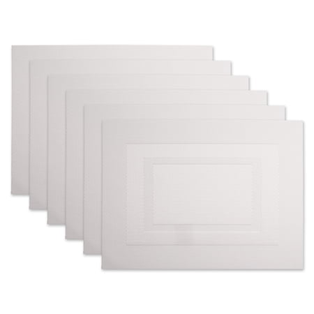 DII White PVC Fabric Doubleframe Placemat 6 Piece 13x17.75