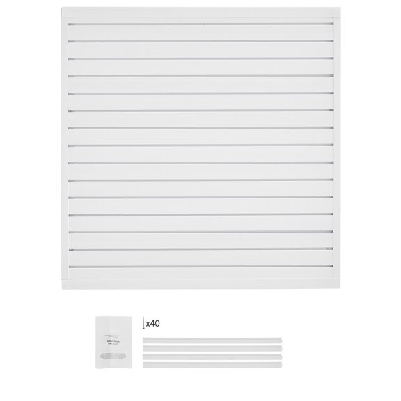 White PVC Slatwall Panels 4x4 ft,Modular Garage Wall System with Adjustable Slats for Easy DIY Storage&Display Installation