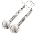 thumbnail image 1 of White Pacific Ocean Mabe Cultured Pearl Scroll Filigree 925 Sterling Silver Drop Earrings, 1 3/4", 1 of 3