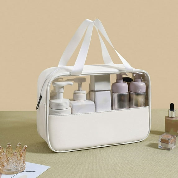 White Pack Travel Wash Bags For Women Girls Small Cosmetic Bags With Zipper Travel Pouches with Zipper Make up Bags Bulk Preppy Shampoo Folding Brush Case Makeup Storage Hair Tie Organizer Travel