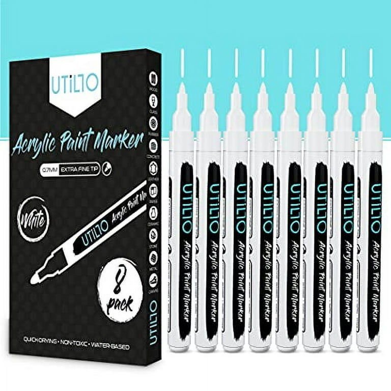 White Paint Marker (8-Pack) 0.7mm Extra Fine Tip Made in Japan, Bold  Color+100% Coverage, For Rock, Wood, Glass, Paper, Fabric, Canvas, Metal  and More!, White Paint Pens