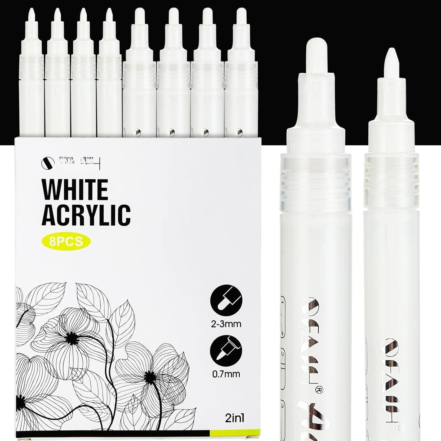 White Paint Pens - 8 Pack 2-3mm Medium Tip & 0.7mm Extra Fine Marker For Rock Painting  Wood Metal Fabric Plastic Canvas Glass Ceramic Diy Crafts Out Pen