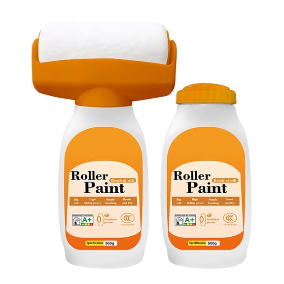 White Paint-Wall Repair Roller Brush, Wall Patching Paint Rolling Brush, 2 in 1 Wall Paint Touchs Up White Walls Repair Roller Brush with Wall Repair Paste for Kitchen, Bedroom, Living Room
