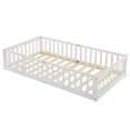 White Painted Pine Twin Children‘s Fence Bed with Door and Decorative